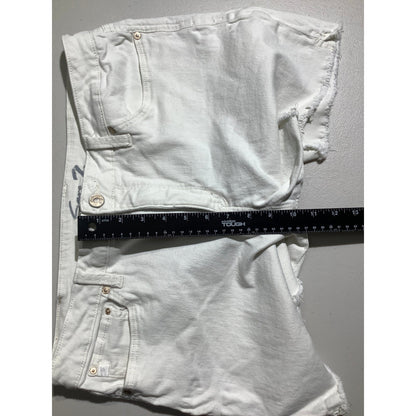 Seven7 Women's 14 White Weekend Denim Shorts Frayed Hem Casual
