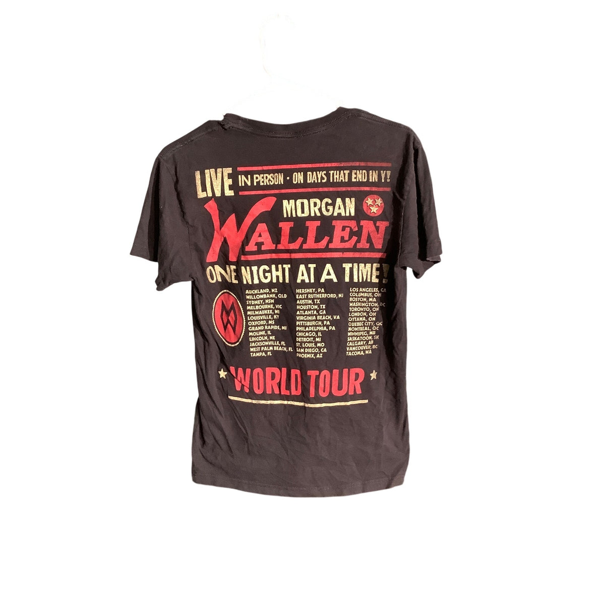 Morgan Wallen One Night At A Time Men's Small Black 100% Cotton T-Shirt