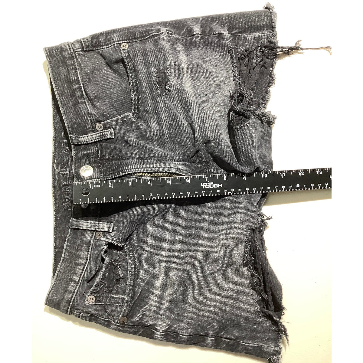American Eagle Women's 6 Black Distressed Stretch Cutoff Denim Shorts