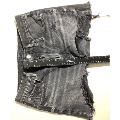 American Eagle Women's 6 Black Distressed Stretch Cutoff Denim Shorts