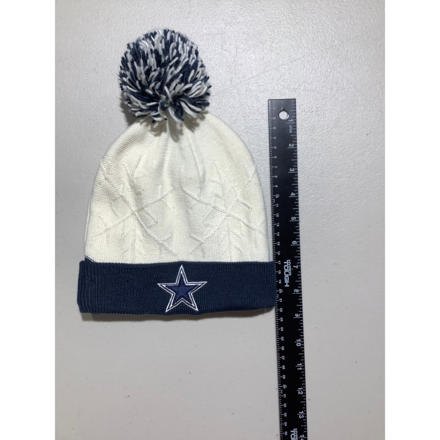 NFL Dallas Cowboys Off-White Navy Pom Beanie One Size — Retro, Football, Fanwear