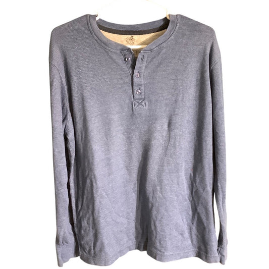 Rugby Blue Henley Knit Shirt Men’s Size Large - Casual, Grunge, Minimalist