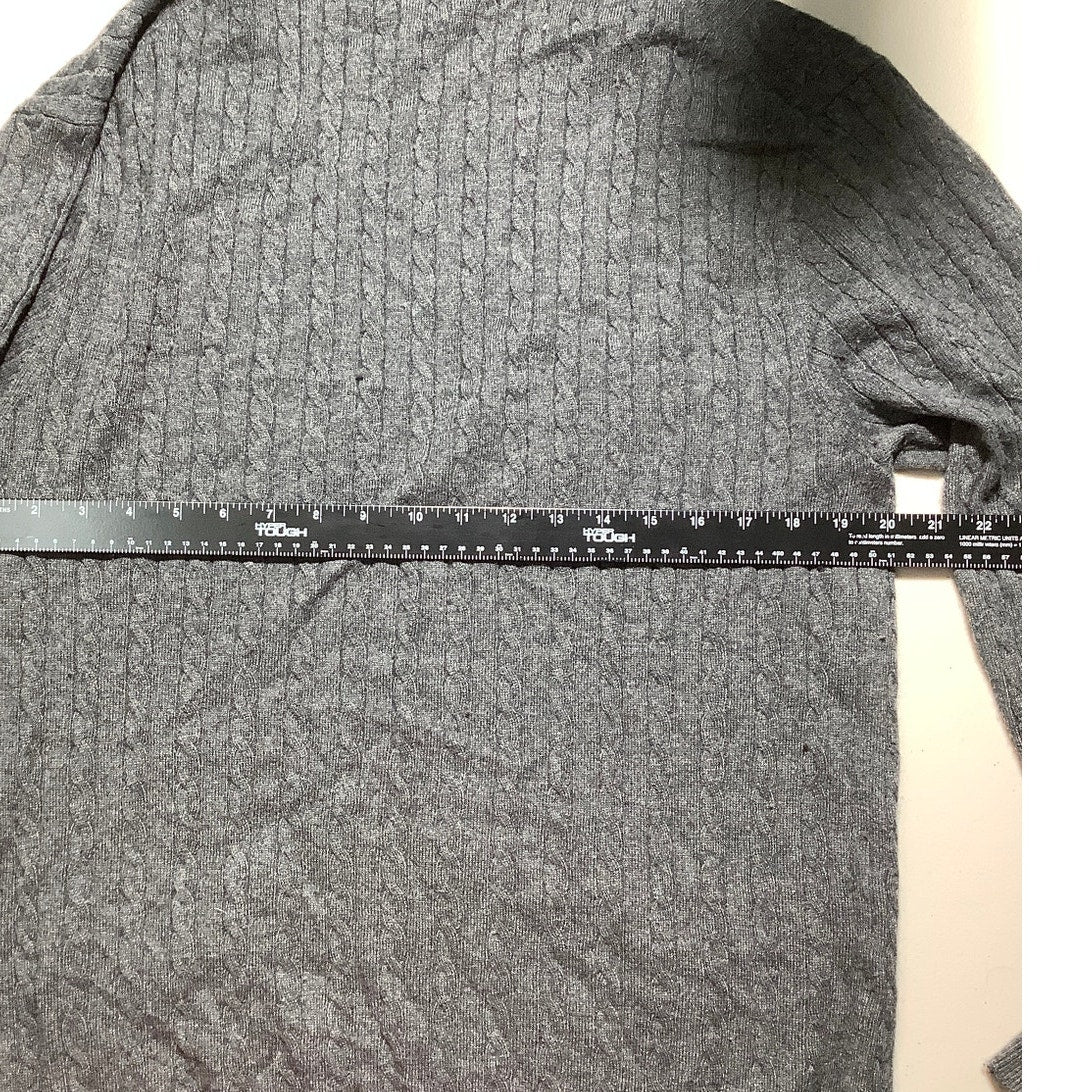 Kallspin Men’s Charcoal Gray Cardigan Large Tall –V-Neck, Cable Knit, Wool Blend