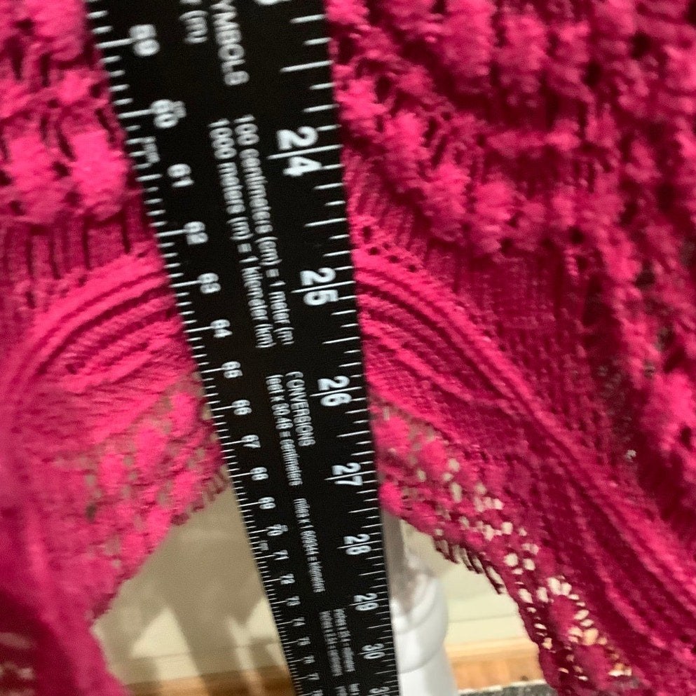 Catherines Pink Lace 3/4 Sleeve Top, Size 3X, Feminine, Boho, Romantic