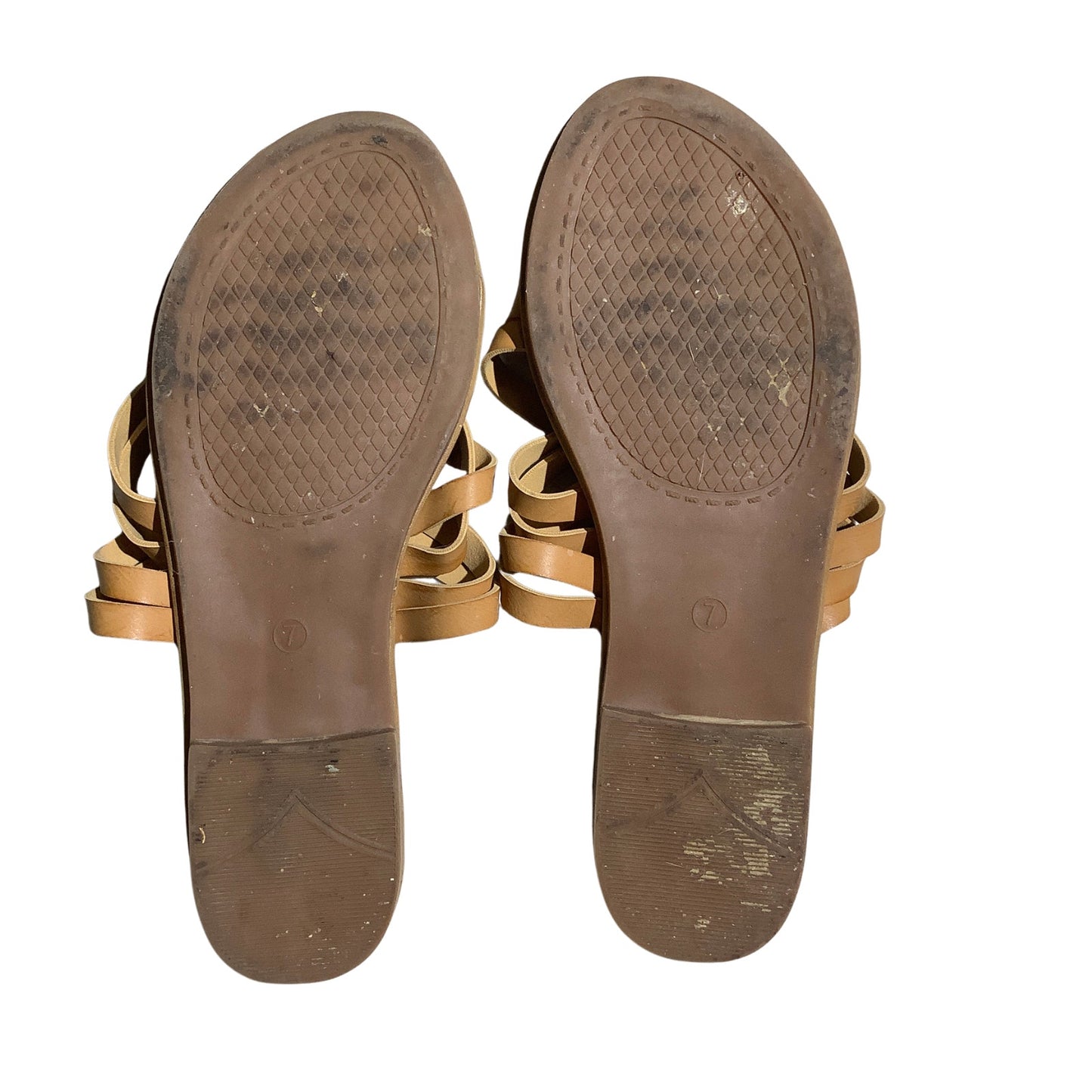 Seven7 Tan Leather Slide Sandals Women’s Size 7 — Strappy, Minimalist, Casual