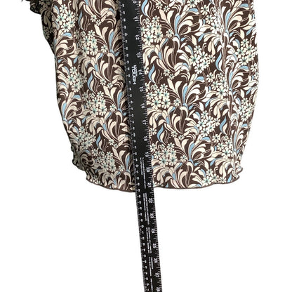 Susan Lawrence Blouse Women’s 2X Brown Cream Blue — Boho, Flowy, Casual