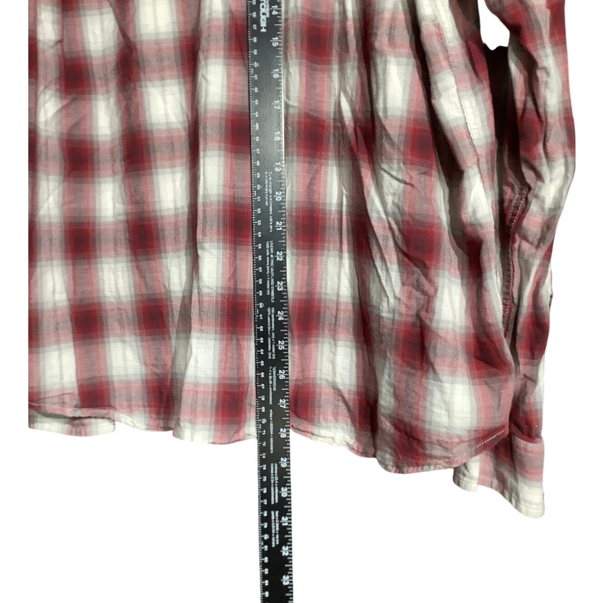 Lucky Brand Men's L Red White Western Classic Fit Plaid Button Down