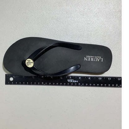 Lauren Ralph Lauren Black Elissa II Flip Flops Women’s 9 —Beach, Coastal, Preppy