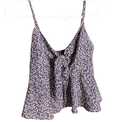 Shein White Floral Halter Tank Top Women’s Size XS — Y2K, Summer, Casual