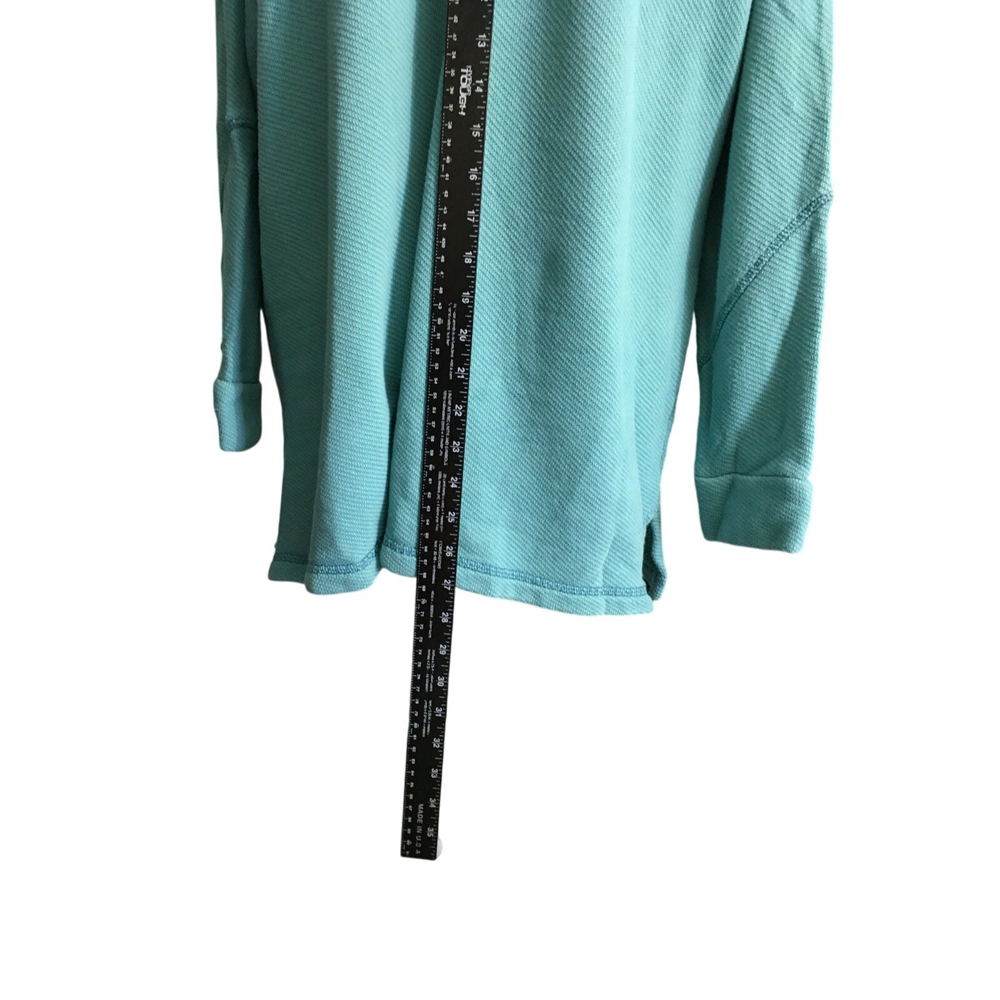 Soft Surroundings Teal Drawstring Collar Tunic  Size L - Cozy, Casual, Relaxed