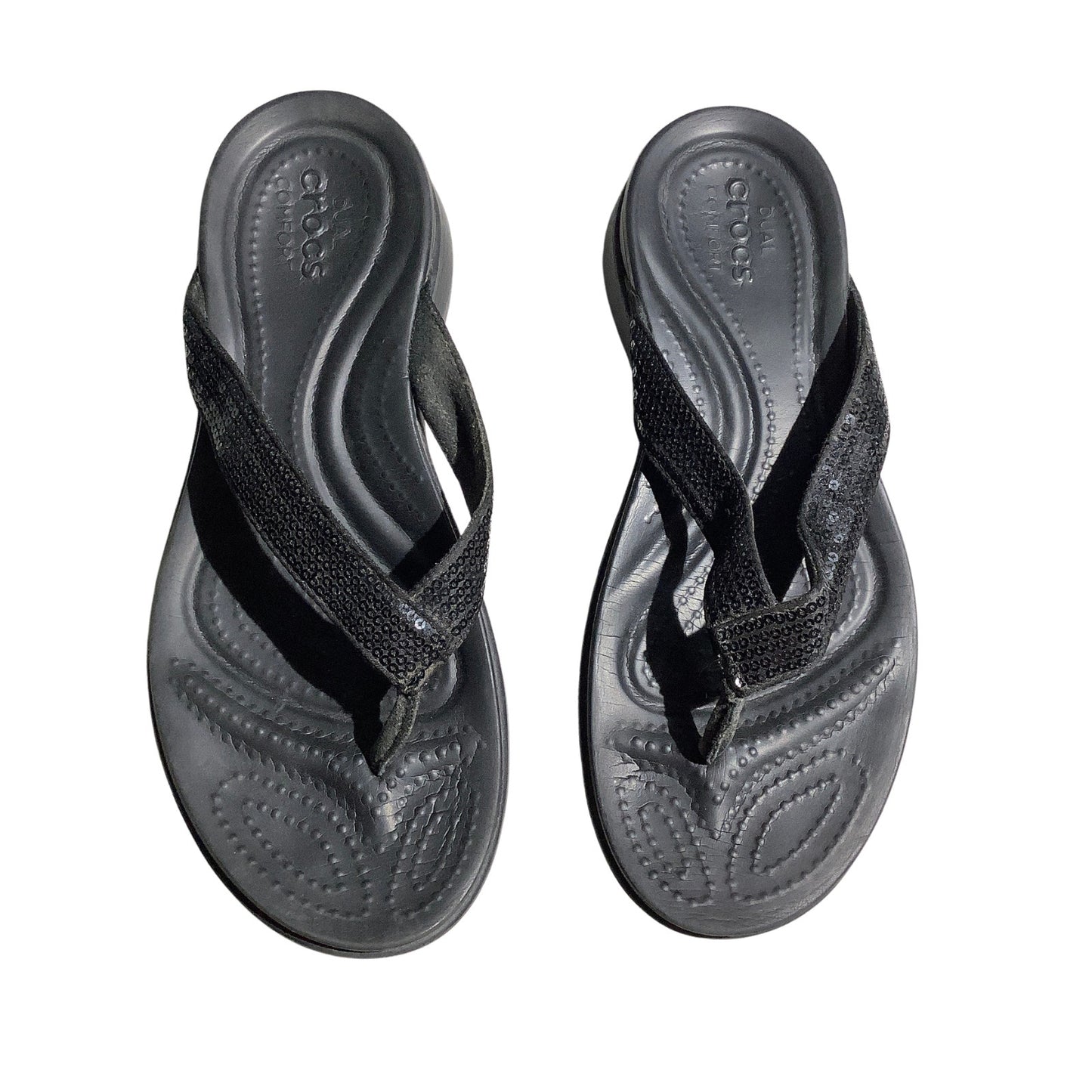 Crocs Black Dual Comfort Flip Flops Women’s Size 7— Casual, Comfort, Lightweight