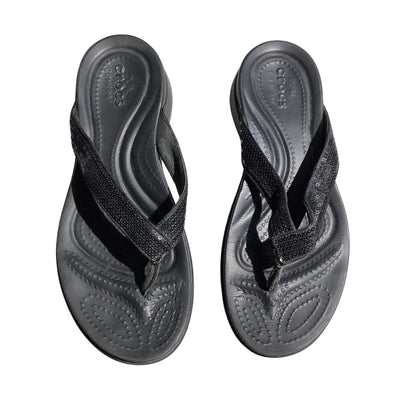 Crocs Black Dual Comfort Flip Flops Women’s Size 7— Casual, Comfort, Lightweight