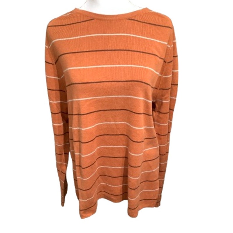 Banana Republic Orange Striped Cotton Sweater, Size L - Preppy, Cozy, Classic