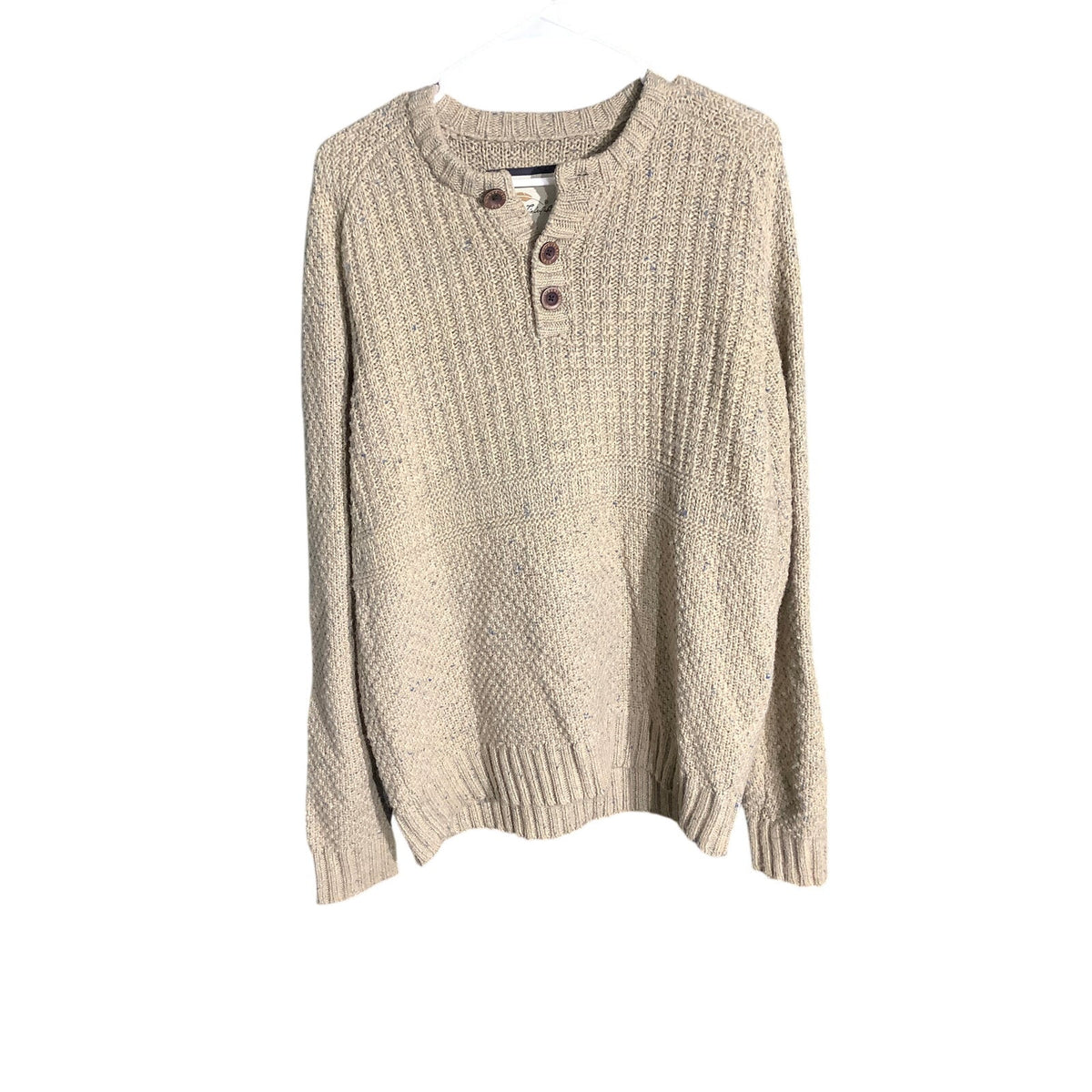 Bob Timberlake Men's M Beige Vintage Wool Blend Heavy Knit Henley