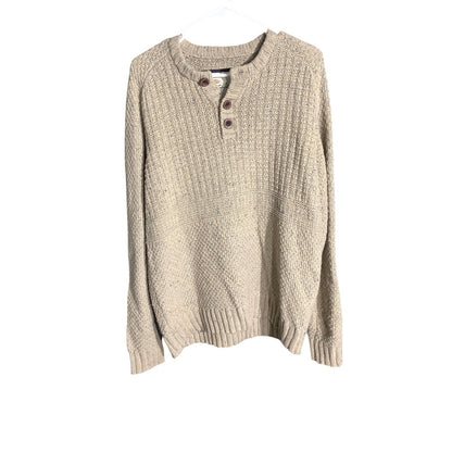Bob Timberlake Men's M Beige Vintage Wool Blend Heavy Knit Henley