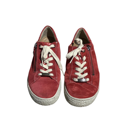 Hartjes Phil Red Suede Sneakers Women 5.5 — Comfort, European, Zip Lace-Up