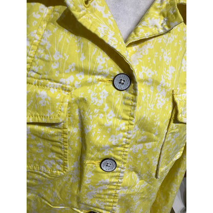 Cabi Yellow and White Button-Up Jacket Medium - Preppy, Spring, Streetwear