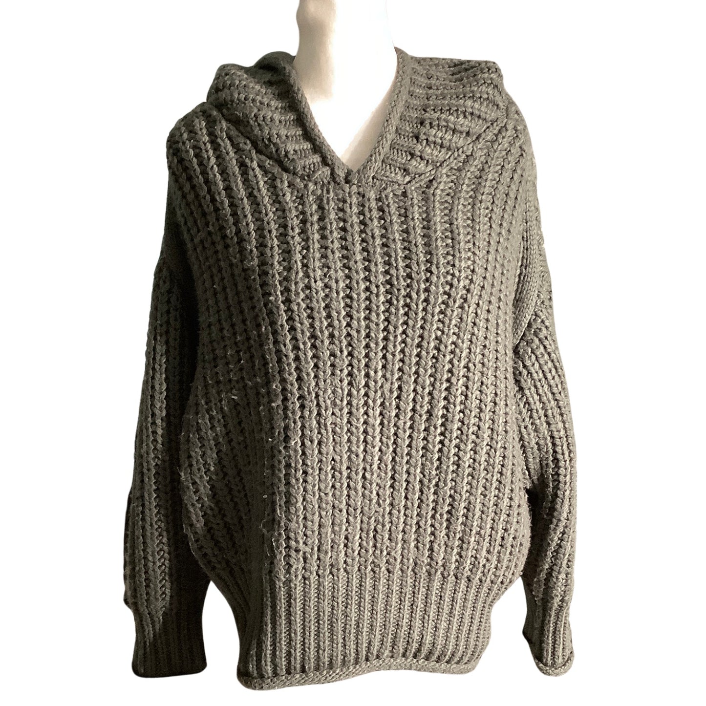 POL Forest Green Chunky Knit Hoodie Sweater Women Small— Oversized, Cozy, Casual