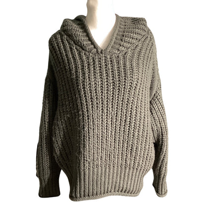 POL Forest Green Chunky Knit Hoodie Sweater Women Small— Oversized, Cozy, Casual