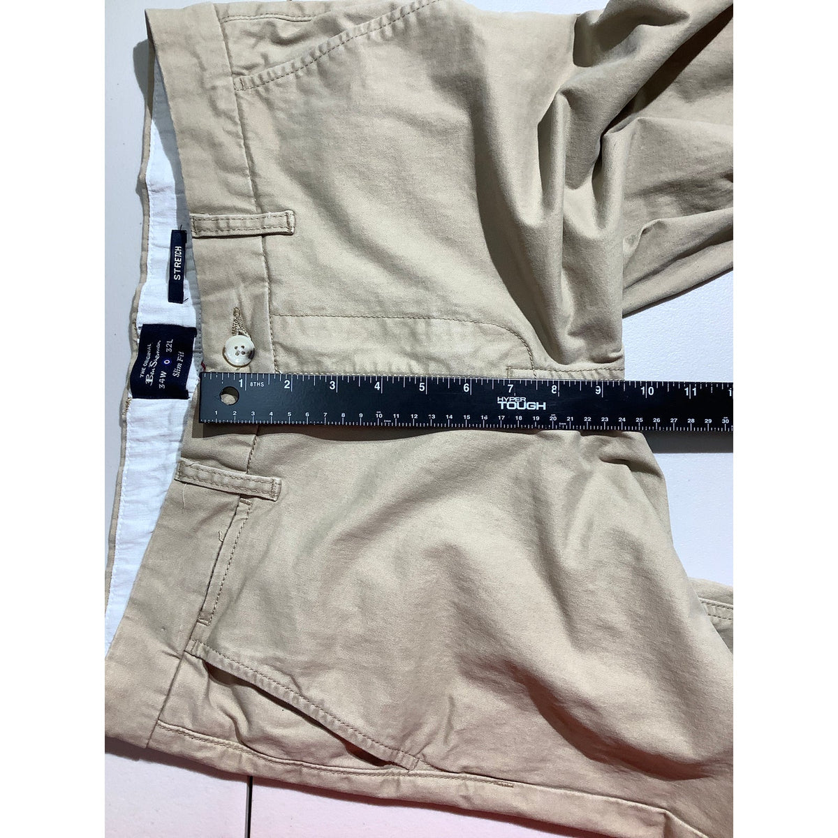 Ben Sherman Men's 34x32 Khaki Slim Fit Stretch Chino Pants