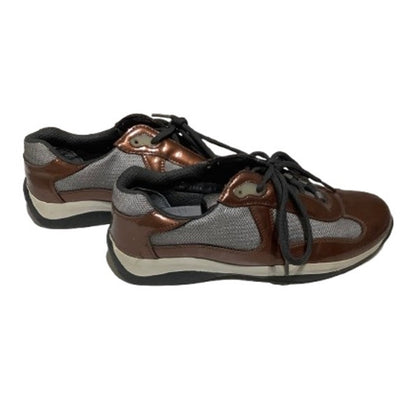 PRADA Patent Vernice Metal Sneakers Mustard Mens 8.5 / 9 Luxury