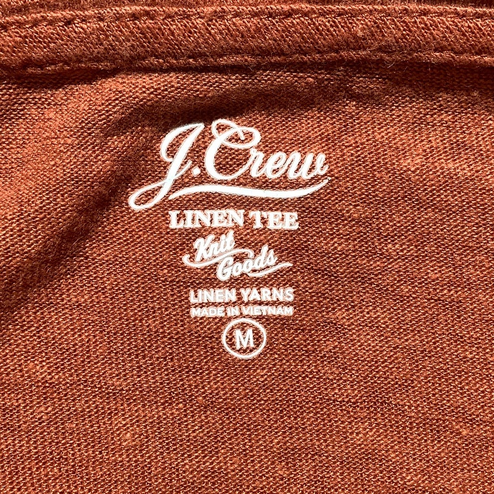 J.Crew Women's M Burnt Orange 100% Linen Relaxed Crewneck T-Shirt