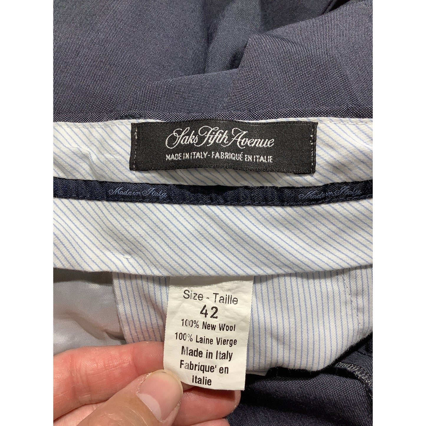 Saks Fifth Ave Wool Dress Slacks Men’s 42W — Classic Fit, Extra Soft, Tailored