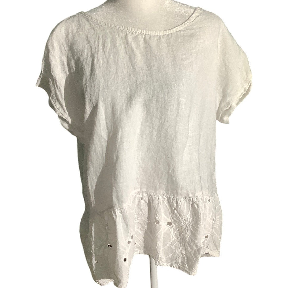 Terzo Millennio Linen Cotton Top Women’s Size S – Boho, Lightweight, Embroidered