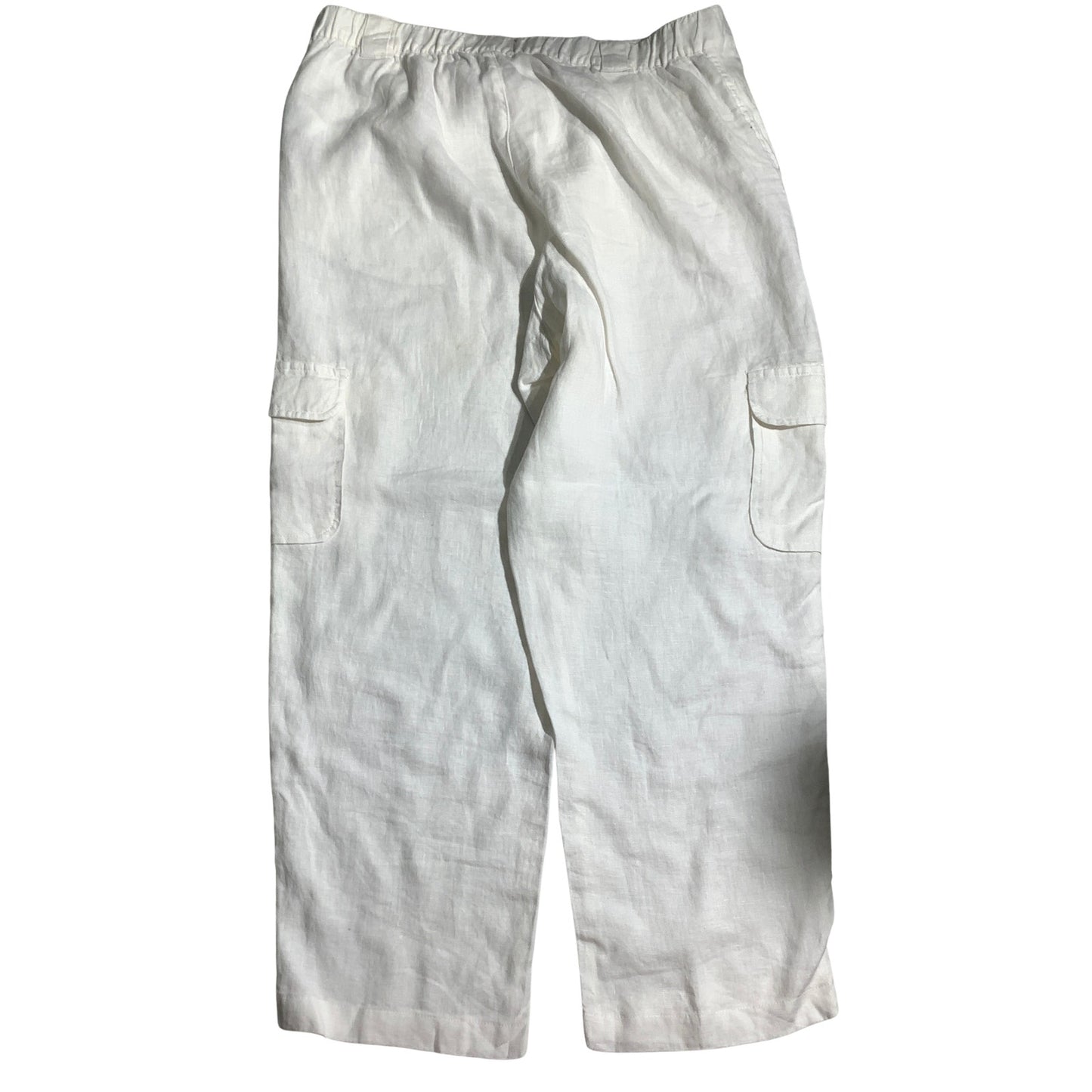 Rachel Roy White Linen Cargo Crop Pants Women’s L — Lightweight, Casual, Summer