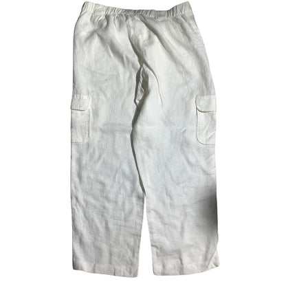 Rachel Roy White Linen Cargo Crop Pants Women’s L — Lightweight, Casual, Summer