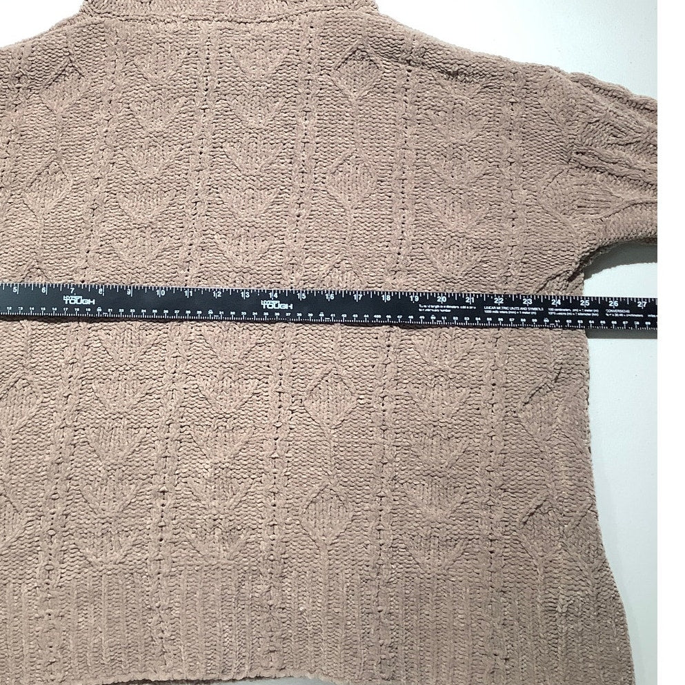 POL Brown Chunky Knit Hoodie Sweater Women S — Oversized, Cozy, Boho