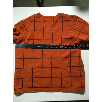 Orvis Orange Wool V-Neck Sweater Size L - Preppy, Cozy, Minimalist