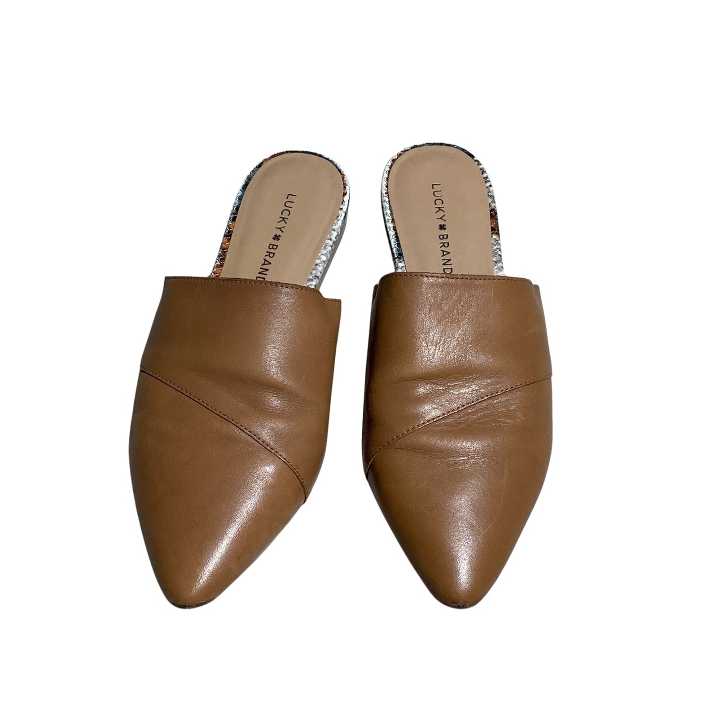 Lucky Brand Leather Mule Pointed Toe Women’s 10M — Chic, Slip-On, Minimalist