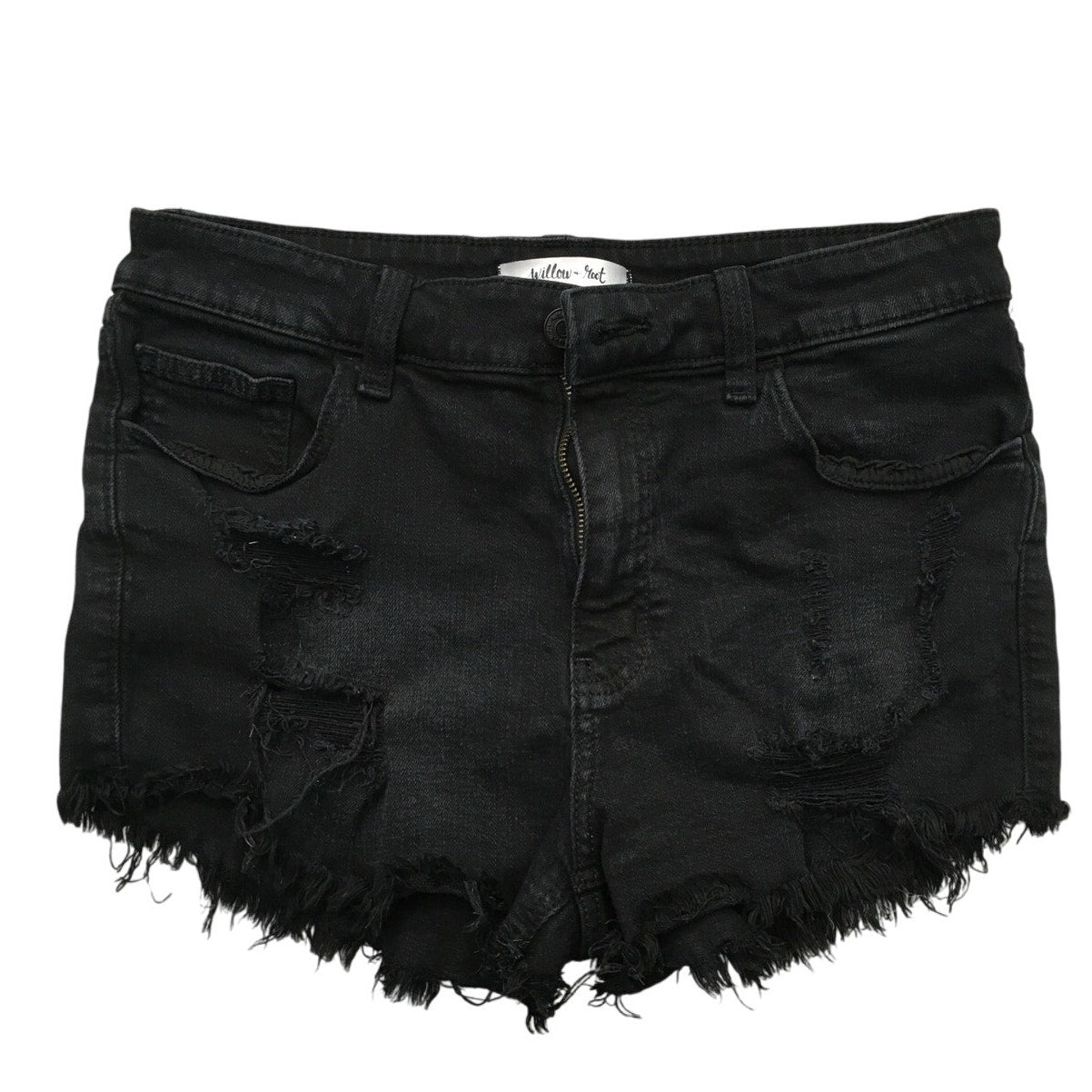 Willow & Root Women's Black Denim Cut-Off Shorts M– Trendy, Casual, Comfortable