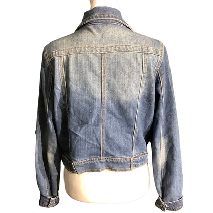 JouJou Denim Jacket Women's Size M Blue Cropped Button Up — Classic, Casual, Y2K