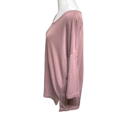 Pure Jill Women's Tunic M Mauve 3/4 Sleeve Relaxed Fit V-Neck