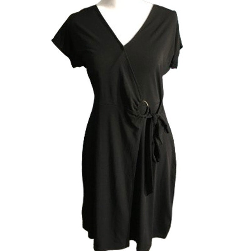 Michael Kors Black Faux Wrap Dress Size S - Minimalist, Chic, Office Siren