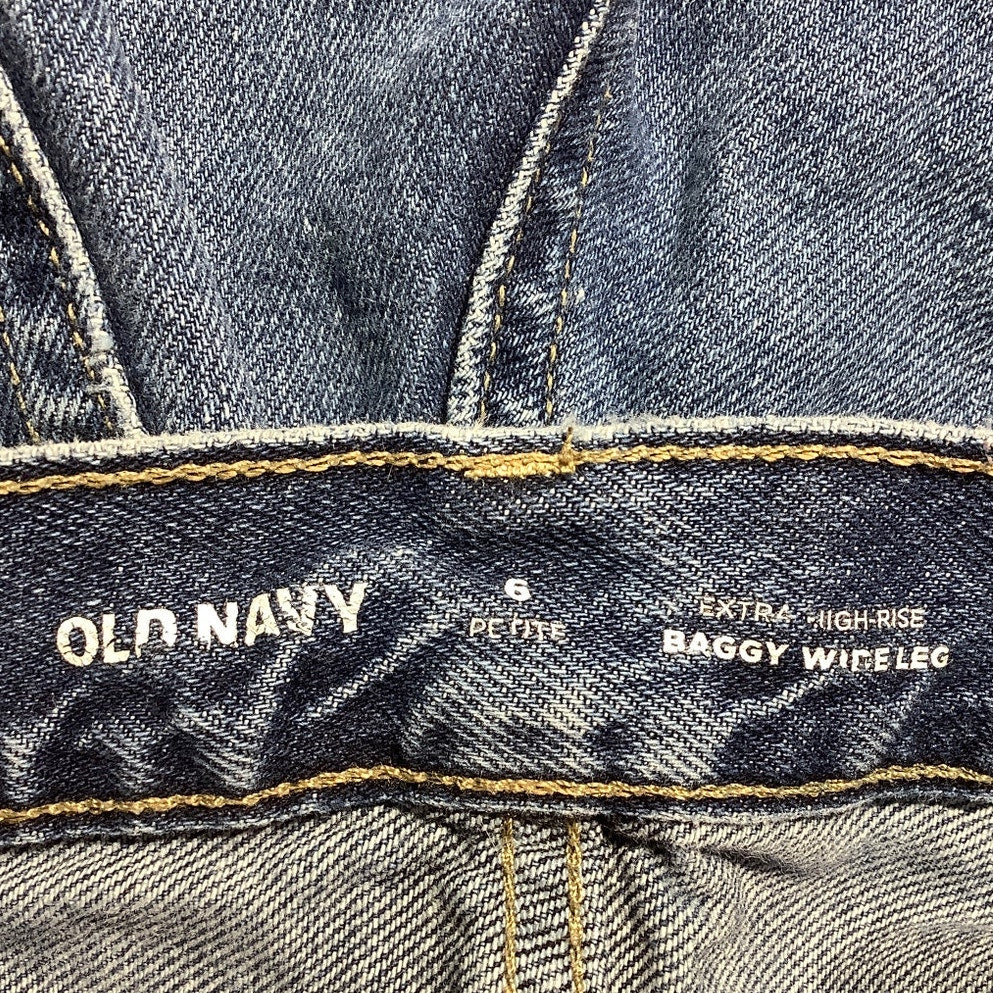 Old Navy Extra High-Rise Wide Leg Jeans Women 6 Petite — Cotton, Vintage, Casual
