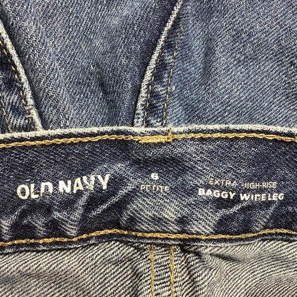 Old Navy Extra High-Rise Wide Leg Jeans Women 6 Petite — Cotton, Vintage, Casual