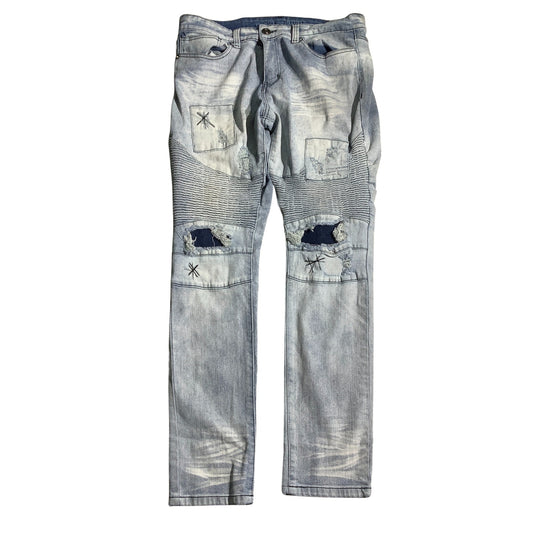 Rue 21 Acid Wash Jeans Men’s Size 34W x 34L – Distressed, Moto, Slim Taper