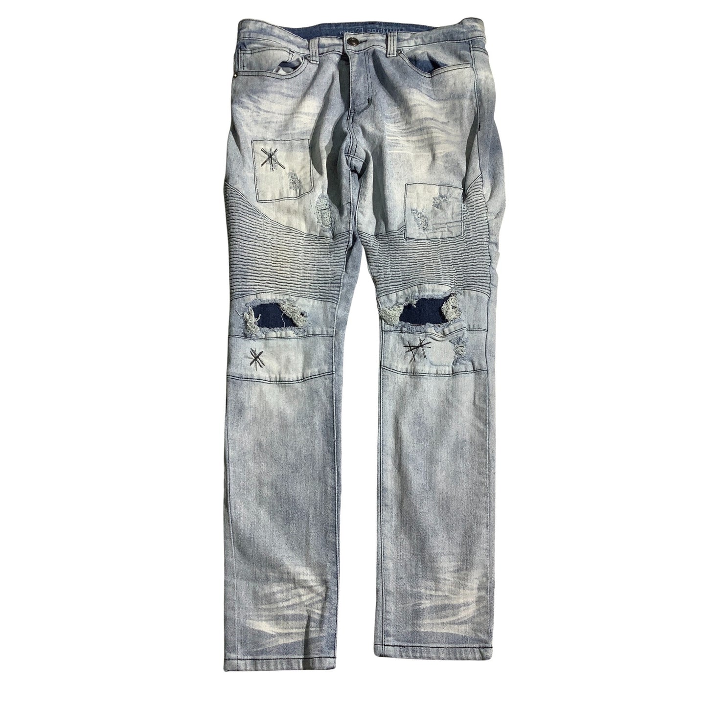 Rue 21 Acid Wash Jeans Men’s Size 34W x 34L – Distressed, Moto, Slim Taper