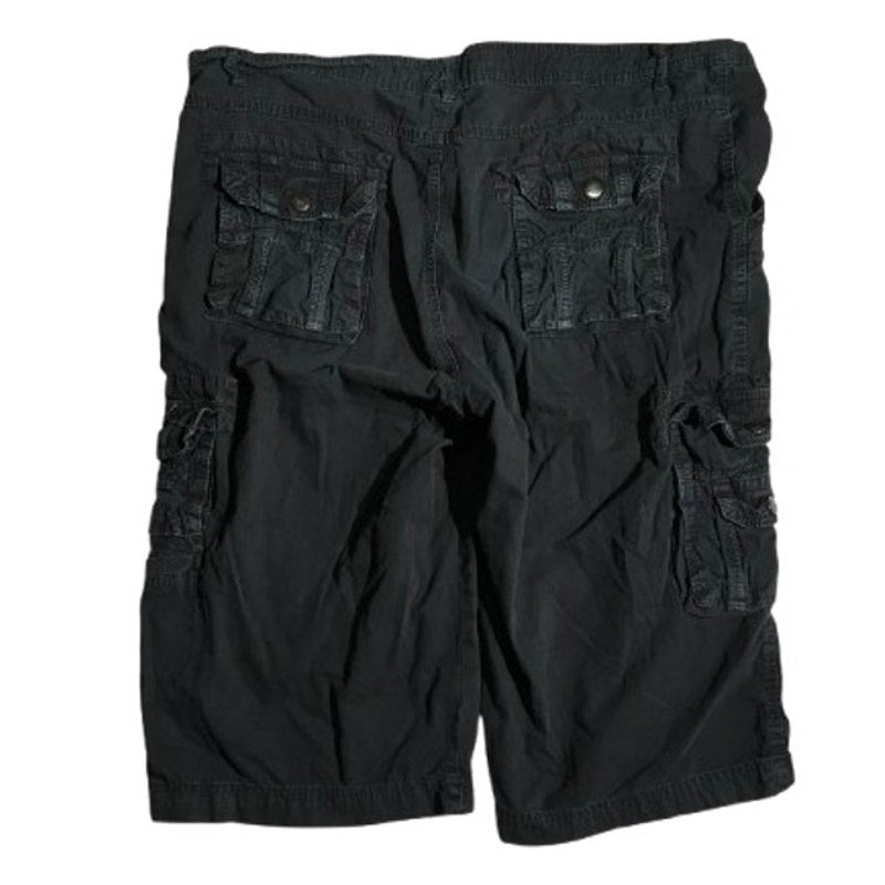 Kilburne Finch Men's Black Cargo Shorts Size 38 - Utility, Streetwear, Casual