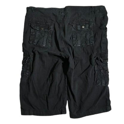 Kilburne Finch Men's Black Cargo Shorts Size 38 - Utility, Streetwear, Casual