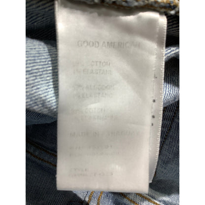 Good American Light Wash Cropped Jeans Women 15 — Frayed, Raw Hem, Casual