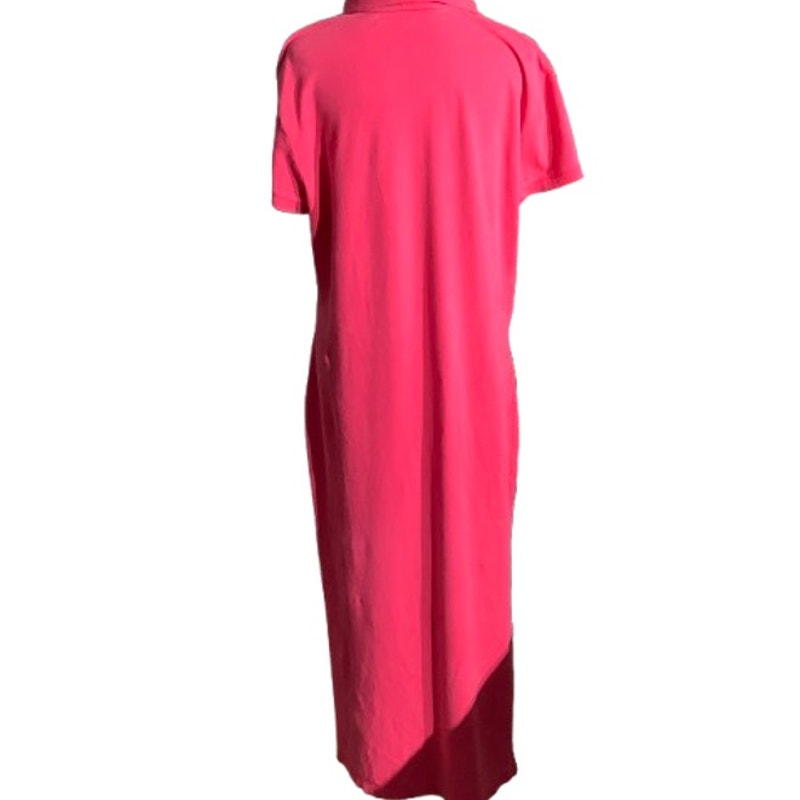 Talbots Polo Maxi Dress, Hot Pink, Women’s LG — Polo Collar, Summer, Casual