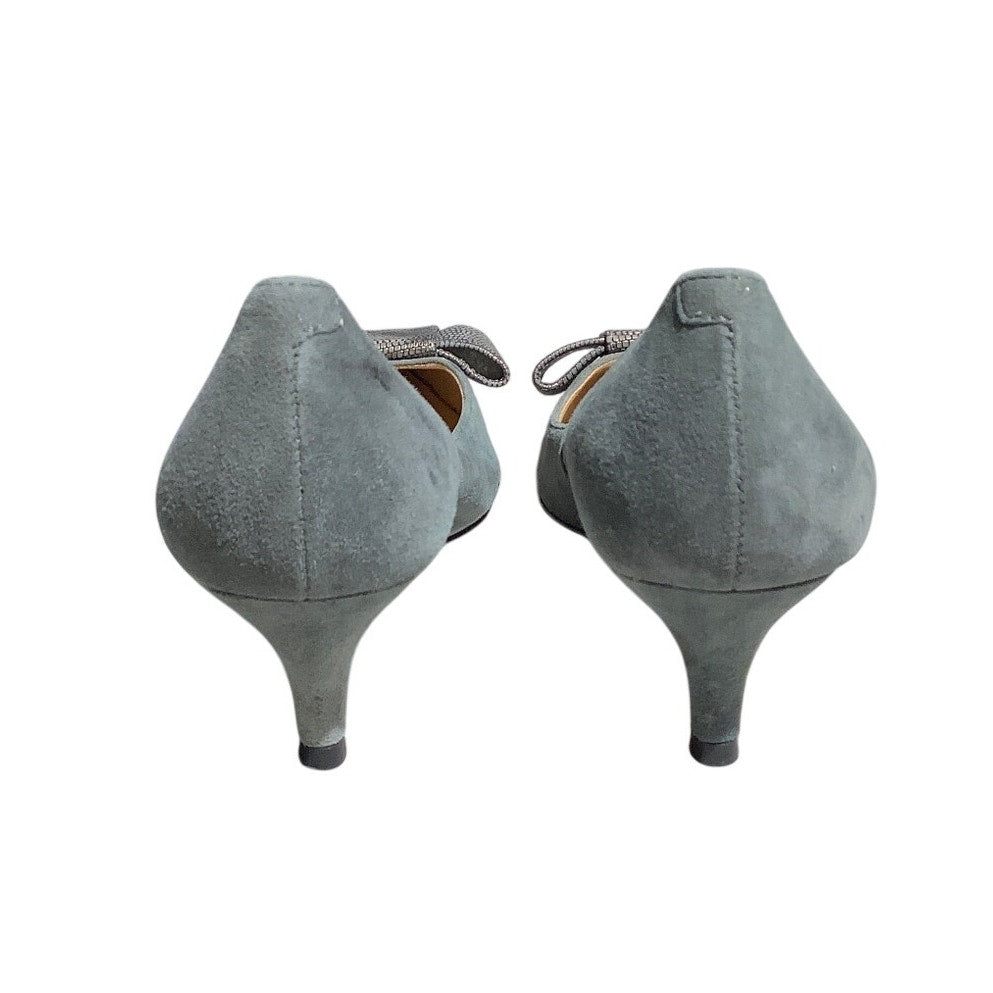 Talbots Gray Leather Bow Heels Women Size 6.5M — Classic, Office, Coquette