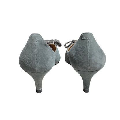 Talbots Gray Leather Bow Heels Women Size 6.5M — Classic, Office, Coquette
