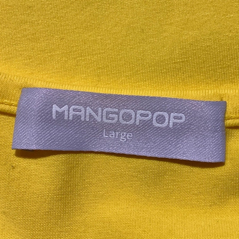 Mangopop Yellow Square Neck Top Women’s LG — Short Sleeve, Stretch, Casual