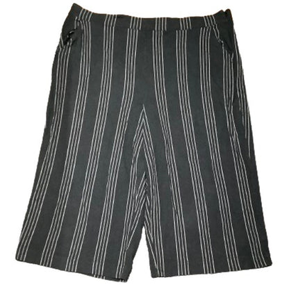 TORRID Pants 20 Black White Striped Linen Blend Cropped Pinstripe Pull On Wide