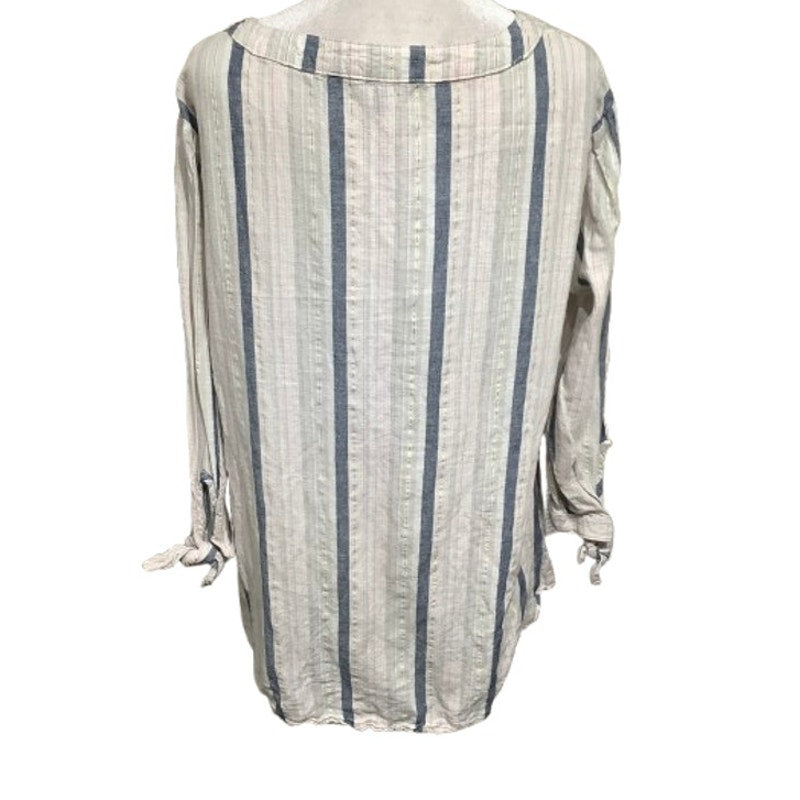 Ellen Tracy Linen Blend Striped Top, Size 1X - Coastal, Feminine, Casual